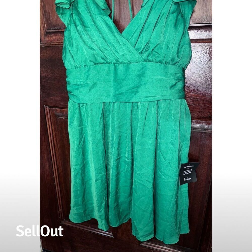 NWT Lulus Women's Green Daytime Darling Mini Dress‎ Ruffled Sleeves Party - Picture 7 of 13